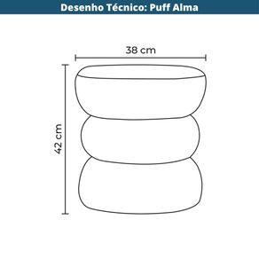 3  Puff Redondo Alma Rivatti 42 cm -Altura- Estofado em Boucle Off White